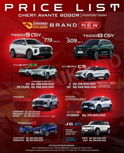 Pricelist Harga Chery meruyautara 2025